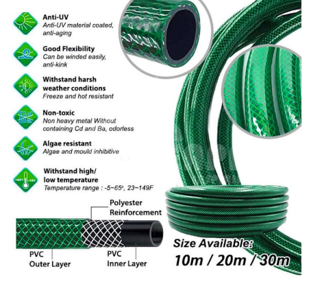 HEAVY DUTY WATER GREEN HOSE 16MM X 3.0MM X 30METER