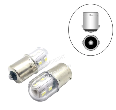 BA15S 24V 240V 5W 15mm Single Contact White LED Bulb Indicator Light