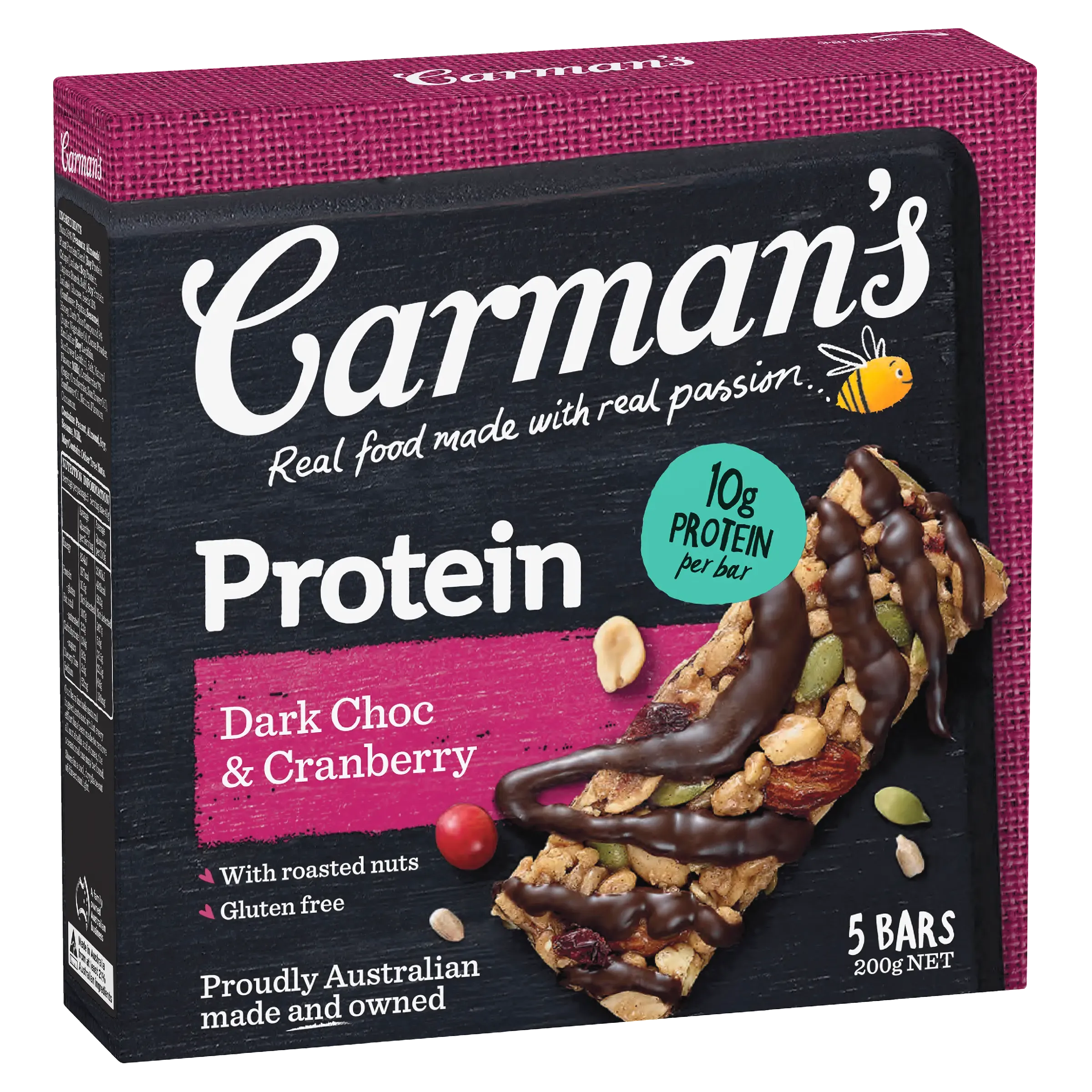 Carman’s Dark Choc & Cranberry Protein Bars x 5