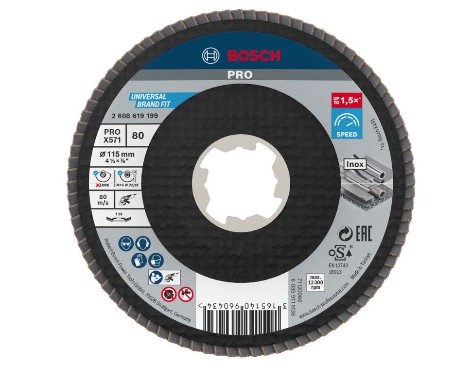BOSCH PRO X571 FLAP DISC, ANGLED, 125 MM, G60, X-LOCK (2608619202)
