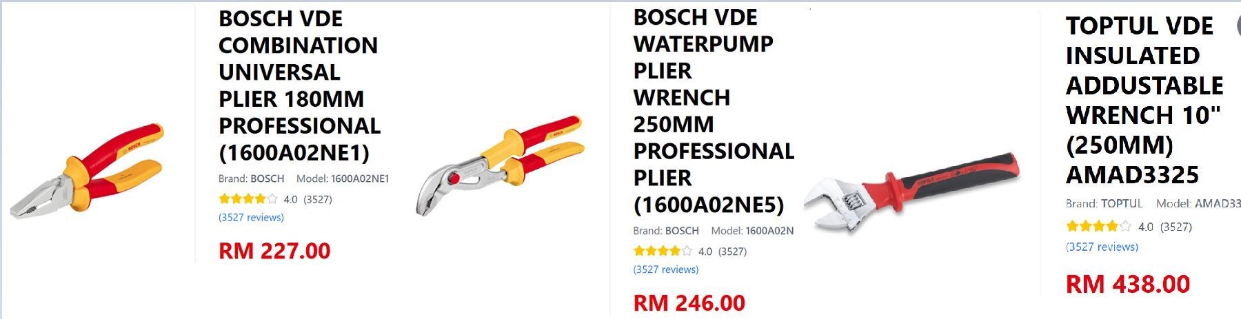 BOSCH, TOTAL & TOPTUL TNB_VDE INSULATED HAND TOOLS CERTIFIED UP TO 1,000 volts according to DIN EN/IEC 60900