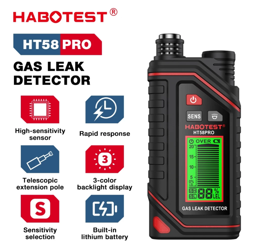 HABOTEST HT58PRO GAS LEAK DETECTOR HIGH SENSITIVITY SENSOR