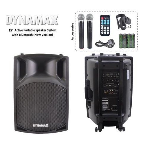 DYNAMAX PRO51 PORTABLE AMPLIFIER SPEAKER - 15" inch (350W) PA AUDIO SYSTEM