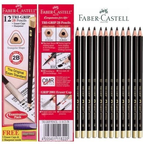 FABER-CASTELL TRI GRIP 2B PENCIL 12'S