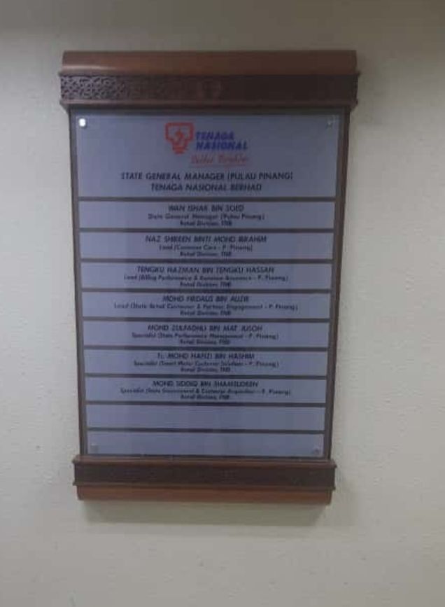 Ubahsuai Carta Nama Nama Pegawai (1 Unit)