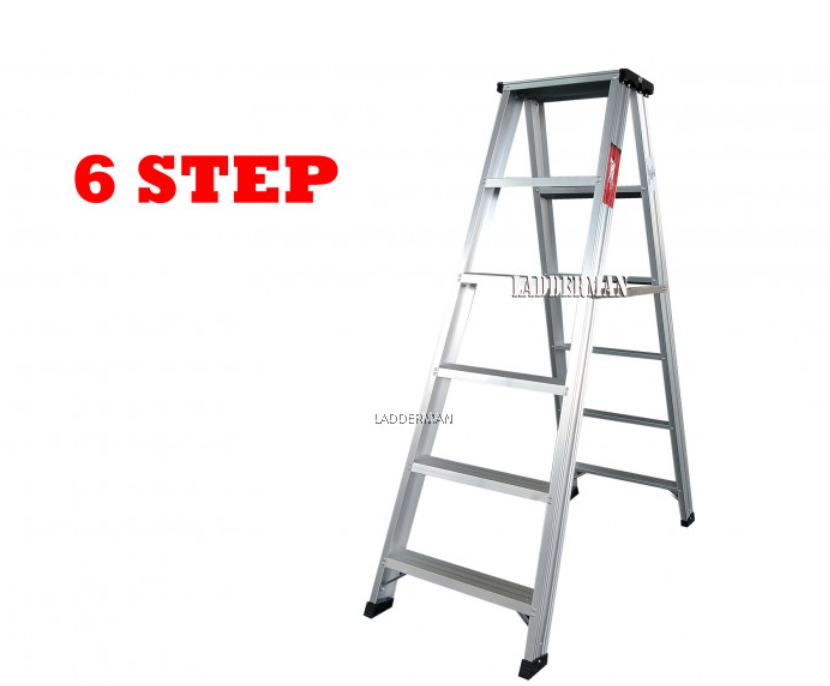 LADDERMAN HEAVY DUTY ALUMINIUM DOUBLE SIDED LADDER (6 STEP)