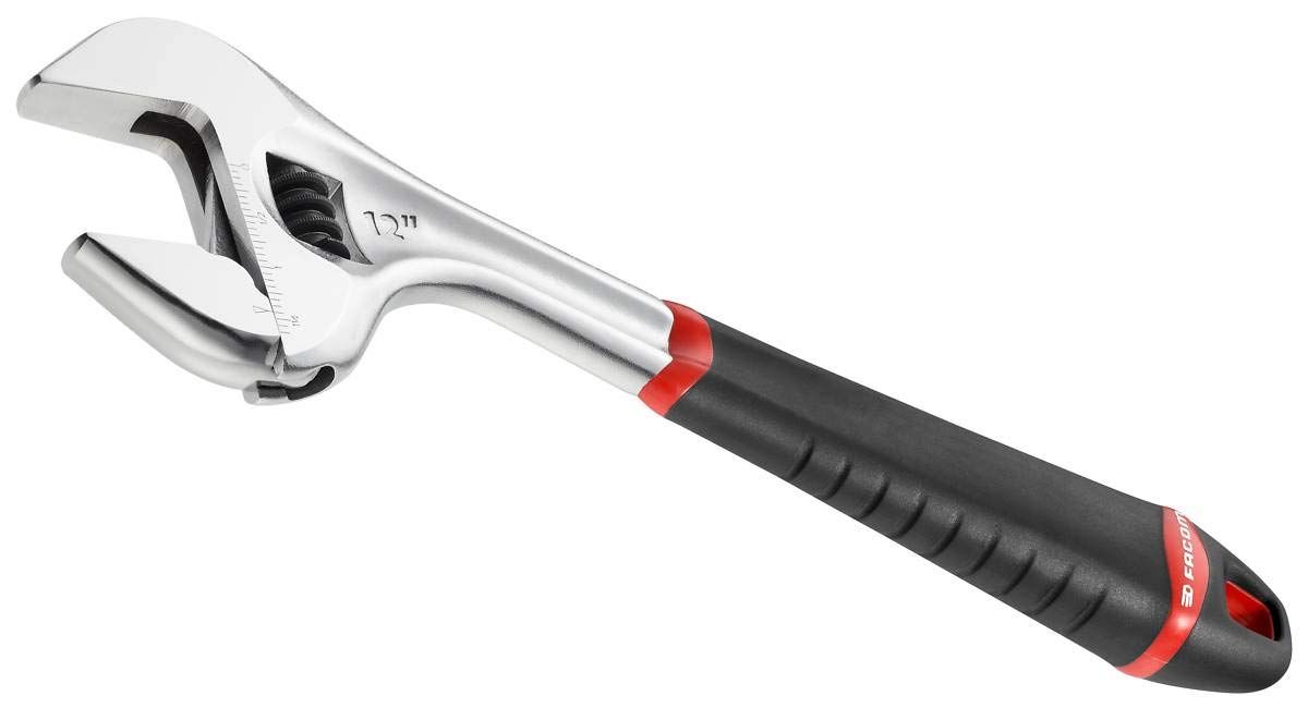 Facom Adjustable Wrench, 12", Reversible, Metal
