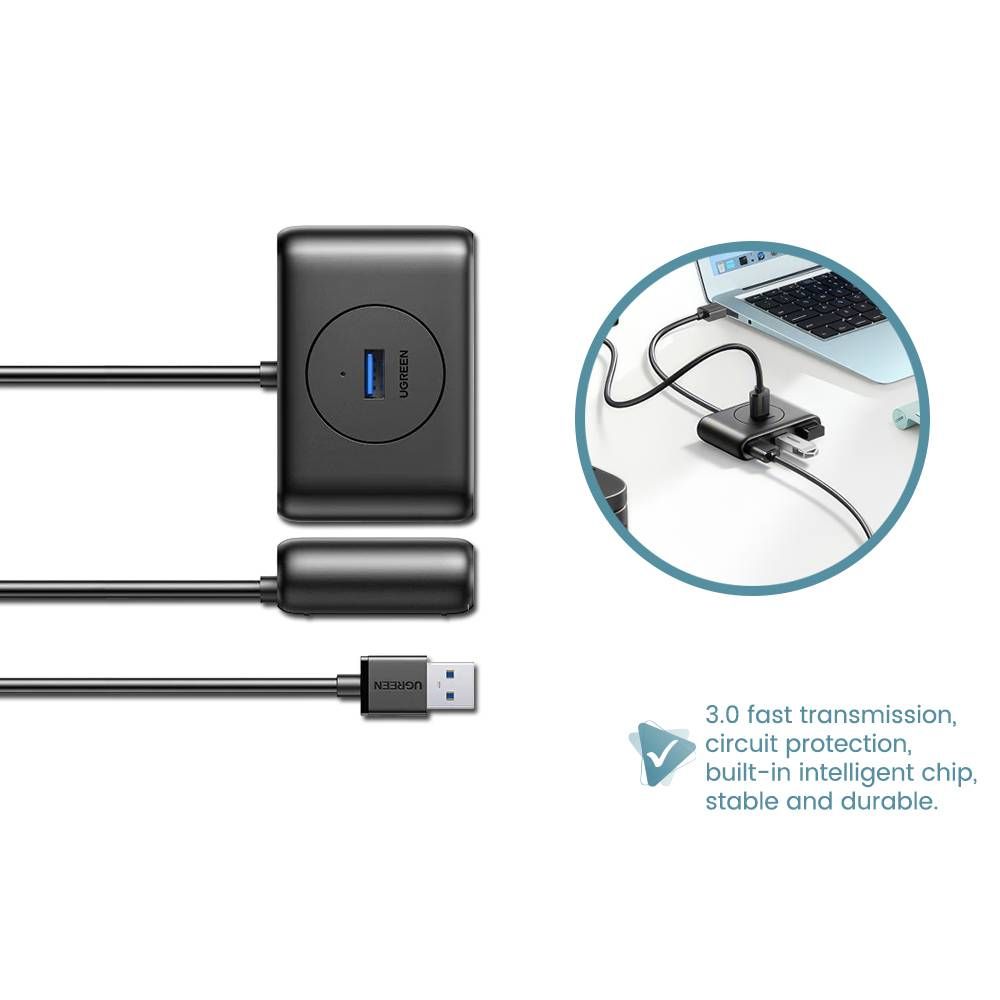 UGREEN 4 USB 3.0 HUB EXTERNAL USB ADAPTER CONVERTER SPLITTER WITH TYPE C SUPPLY 5GBPS POWER PORT MACBOOK COMPUTER LAPTOP