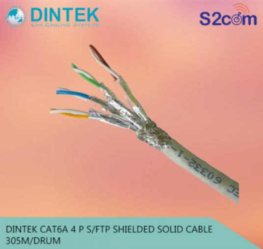 Dintek Cat6A 4P S/FTP Shielded Solid Cable 305m Drum (1105-06008)