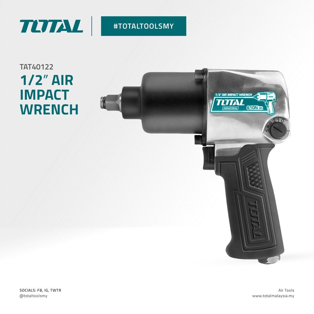 TOTAL TAT40122 1/2? AIR IMPACT WRENCH (SPRAYING PRESSURE 6.2 BAR (90 PSI))