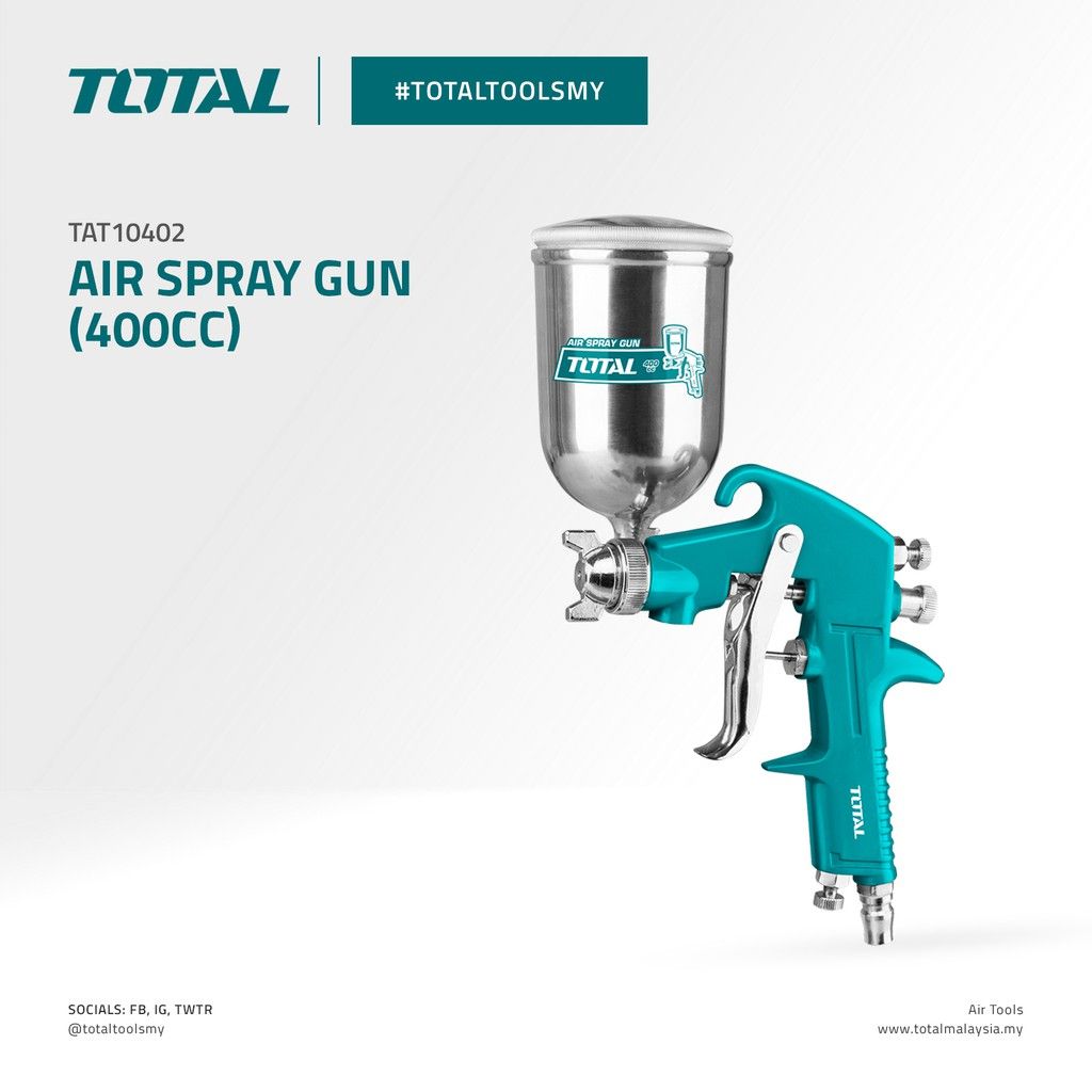 TOTAL TAT10402 AIR SPRAY GUN (SPRAYING PRESSURE 3-4 BAR (43.5-58 PSI))
