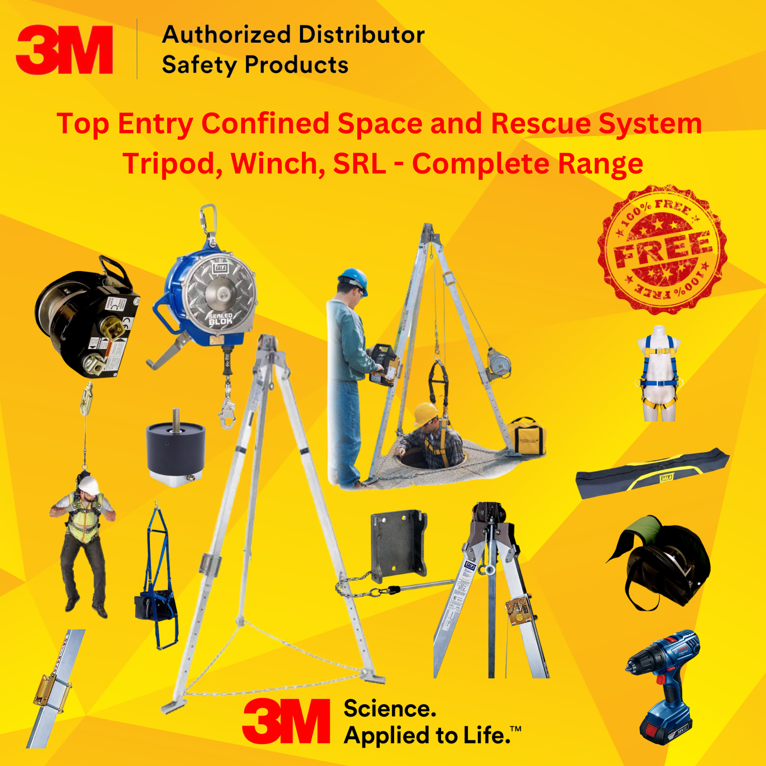 3M Top Entry Confined Space and Rescue System Tripod, Winch, SRL - Complete Range