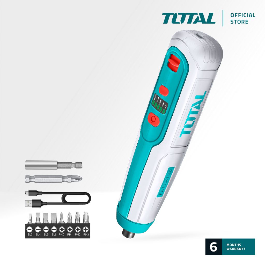 TOTAL TSDLI0423 LI-ION CORDLESS SCREWDRIVER (COMES WITH INTEGRATED WORK LIGHT AND CHARGE LEVEL INDICATOR)