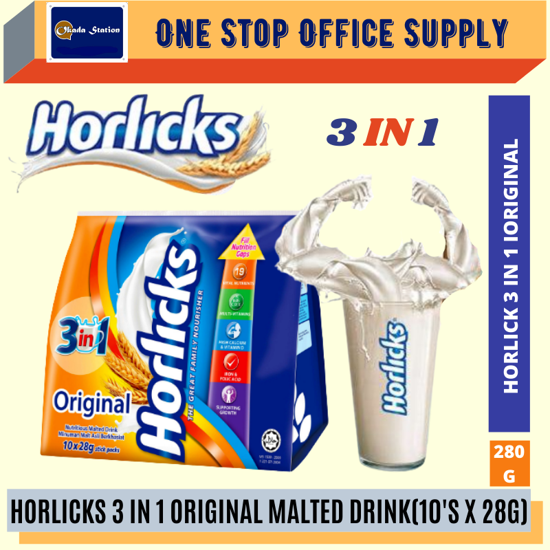 Horlicks Malted Drink 3in1 Original Pack 10 X 28g /Horlicks /Malted Drinks /3 In I Malted Drink /Horlicks Original 3 In 1 Malted Drink
