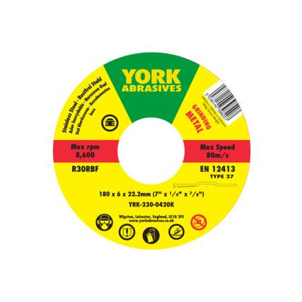York Inox Reinforced 7'' Grinding Discs