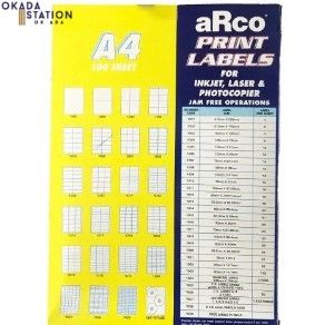 ARCO A4 Arco Print Label for Inkjet, Laser and Photocopier (100 sheets)