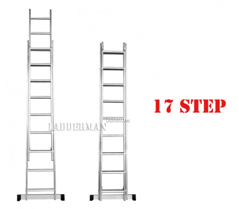 17 STEPS ALUMINIUM DOUBLE EXTENSION LADDER