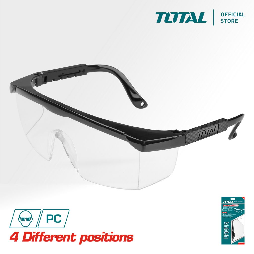 TOTAL SAFETY GOGGLES WITH ADJUSTABLE TEMPLES LENGTH MATERIAL POLYCARBONATE PC TSP342