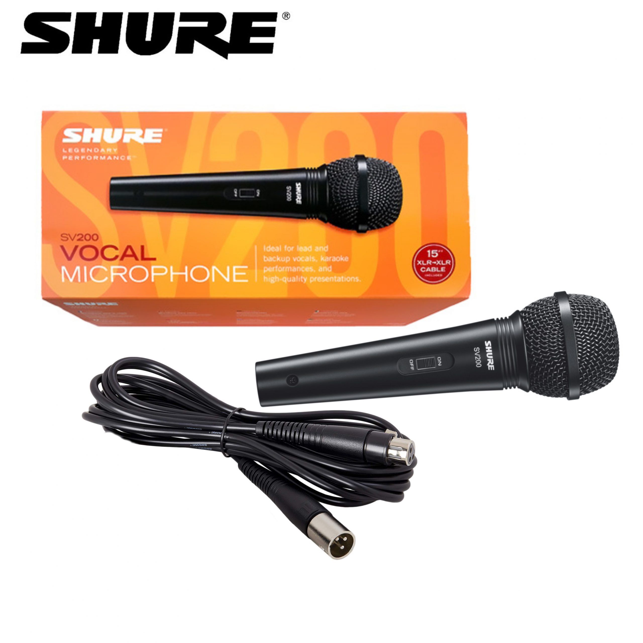 SHURE *Shure SV200 Dynamic Vocal Microphone with XLR to QTR Cable, 6.3 mm