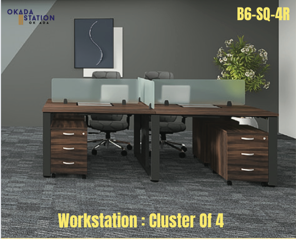 VS WORKSTATION / CLUSTER OF 4 / MODEL: B6-SQ-4R / SIZE TABLE : 1200MM / SIZE TABLE : 1500MM