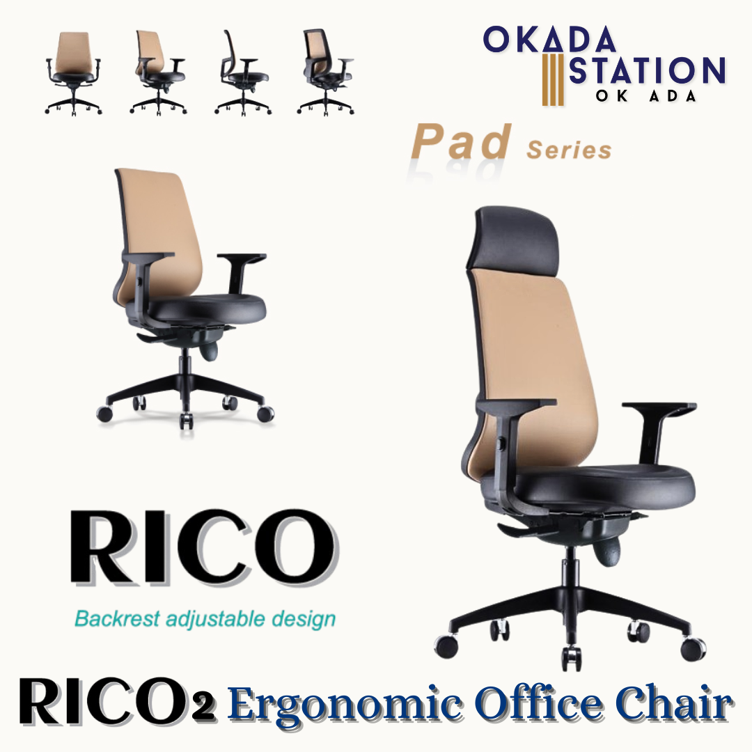 CLASSIC CHAIR RICO 2 ERGONOMIC OFFICE EXECUTIVE CHAIR WITH NYLON LEG - ALL SIZE (FABRIC) / CLASSIC CHAIR / PAD SERIES / RICO 2 SERIES / ERGONOMIC OFFICE CHAIR / EXECUTIVE CHAIR / ERGONOMIC EXECUTIVE CHAIR / OFFICE CHAIR / CHAIR / RICO