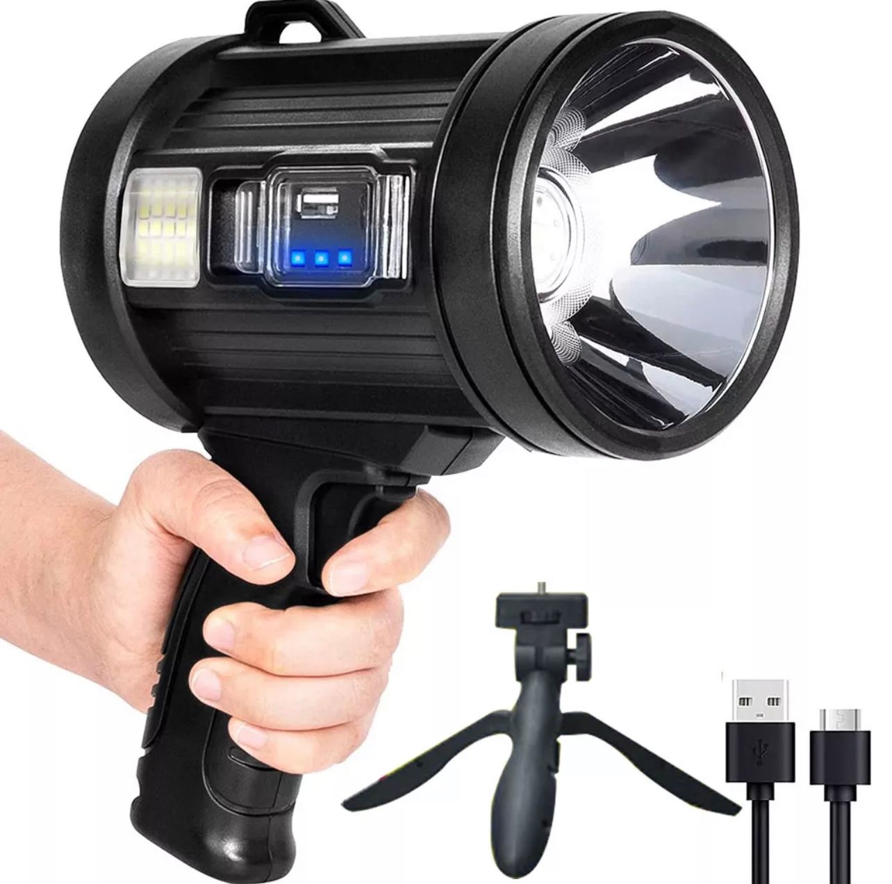 NA Lampu Suluh LED Solar Rechargeable Flashlight Search Light 200000 Lumens