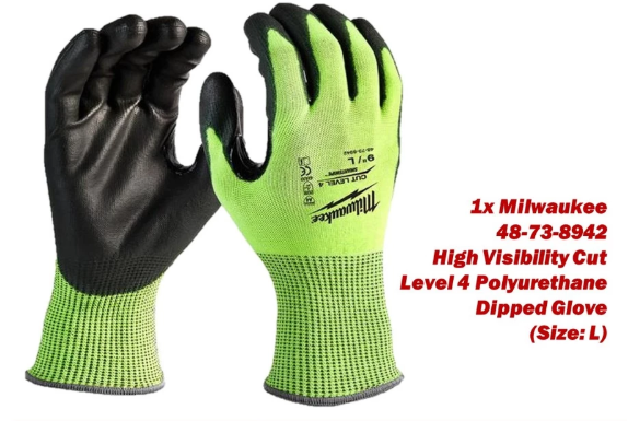 Milwaukee High Visibility Cut Level 4 Polyurethane Dipped Glove (Size: L) 48-73-8942