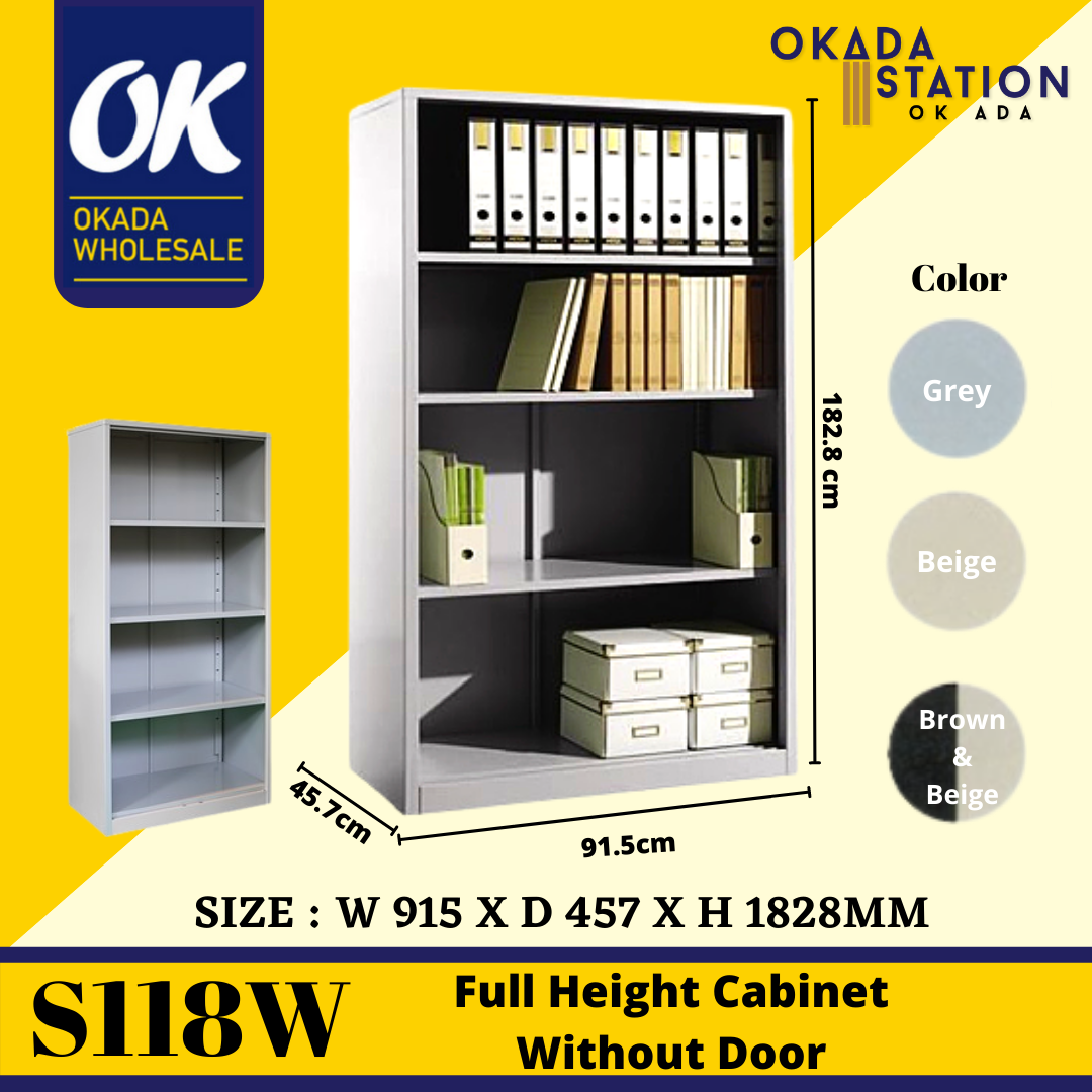 Full Height Metal Cupboard Without Door S118W Full Height Cupboard Without Door (With 3 Adjustable Shelves) / Metal Cupboard /Full Height Metal Cupboard /Cupboard Without Door /S118W