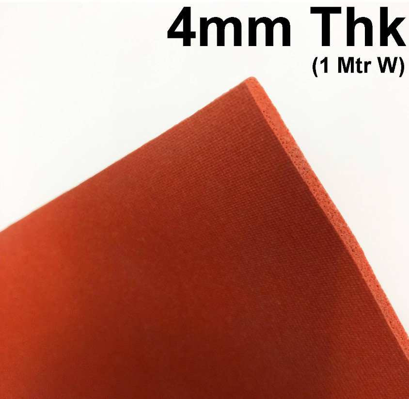 RED SILICONE SPONGE RUBBER SHEET CLOSED CELL SILICONE FOAM GASKET ROUGH SURFACE 4MM THICK