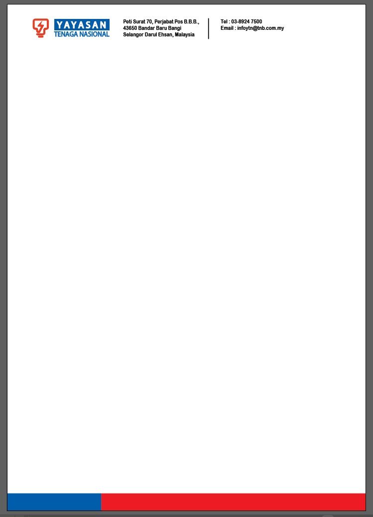 OK YAYASAN TNB LETTERHEAD / A4 SIZE / 100GMS SIMILI PAPER / YAYASAN TNB LETTER HEAD / CUSTOMISE PRINTING / YTNB / 4 COLOUR PRINTING / SINGLE SIDE