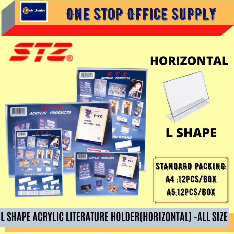 STZ L SHAPE ACRYLIC LITERATURE HOLDER(HORIZONTAL) -ALL SIZE /STZ /Literature Holder /Information Holder /L Shape Acrylic Literature Holder /STZ Literature Holder