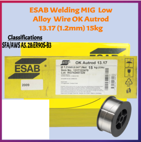RIGHTWELL ESAB WELDING MIG LOW ALLOY WIRE OK AUTROD 13.17 (1.2MM) (15KG)