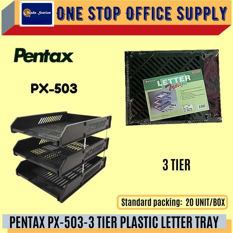 PENTAX PX-503-3 TIER PLASTIC LETTER TRAY /Pentax /Letter Tray /Plastic Letter Tray /Document Tray /3 Tier Letter Tray /Pentax 3 Tier Plastic Letter Tray