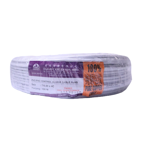 FAJAR 7/0.2MM X 4CORE ALARM CABLE PVC CONTROL ALARM CABLE 100% PURE TINNED COPPER 100METER