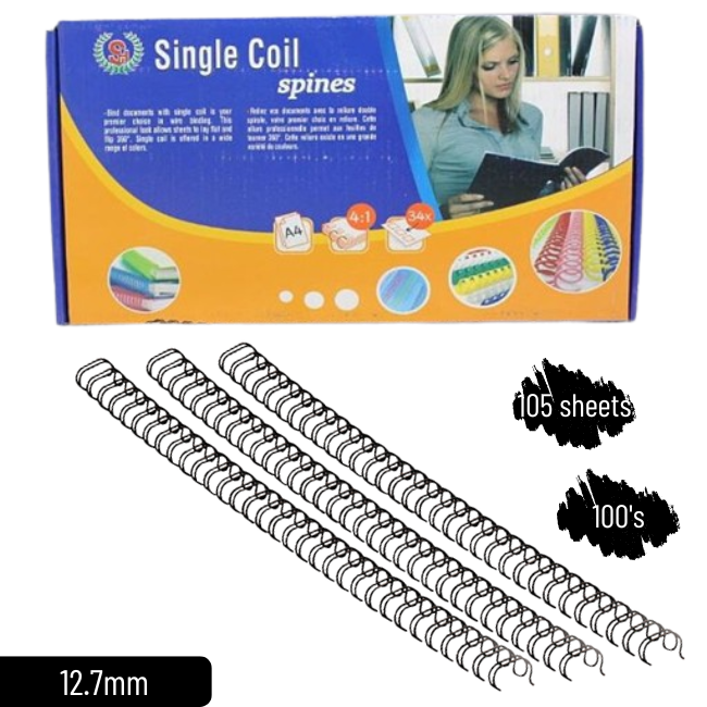QP [BTB] Wire-O Comb 1/2 12.7MM A4 34 Loops 105'sht Black/White 100's