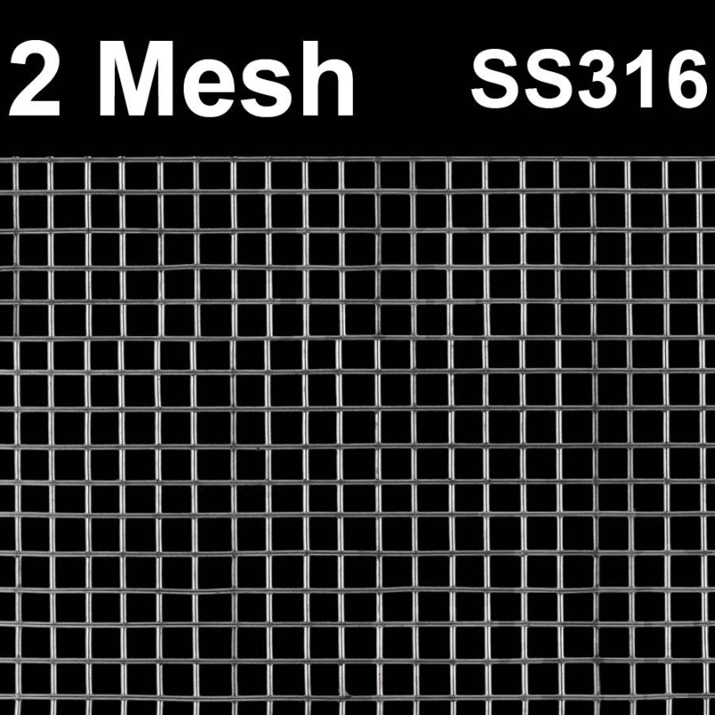 STAINLESS STEEL WIRE MESH SS 316 NETTING 2 MESH SS316 WELDED FILTRATION GRILL SHEET 1.6MM DIAMETER