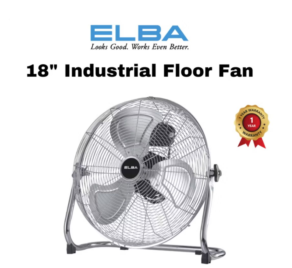 Elba Industrial Floor Fan 18inch EIFF-H1870(SV) KIPAS LANTAI KIPAS RENDAH