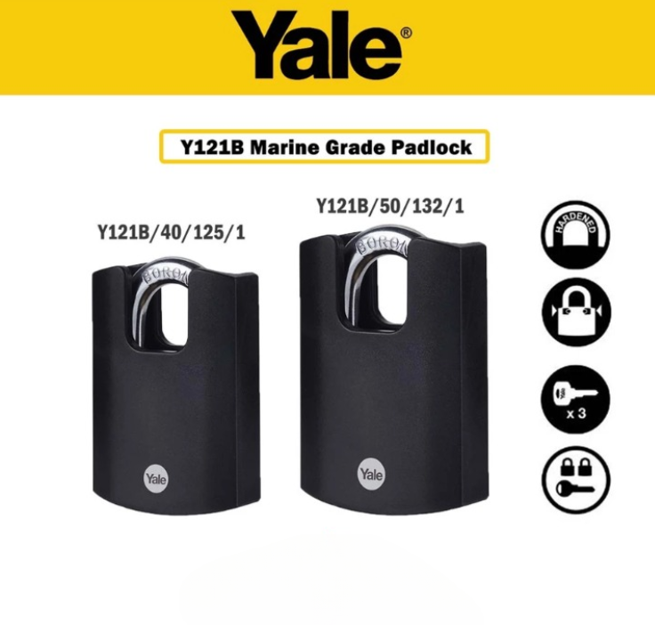 YALE CLASSIC SERIES BRASS SHROUDED PADLOCK 40MM/50MM
