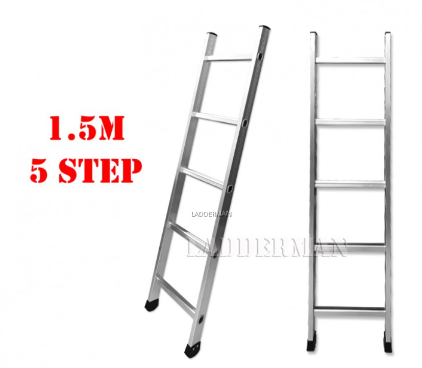 5 STEP 1.5M SINGLE POLE ALUMINIUM STRAIGHT LADDER