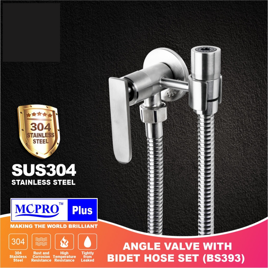 MCPRO Plus BS393 SUS 304 Bathroom Faucet ANGLE VALVE WITH HAND SPRAY BIDET AND HOSE SET