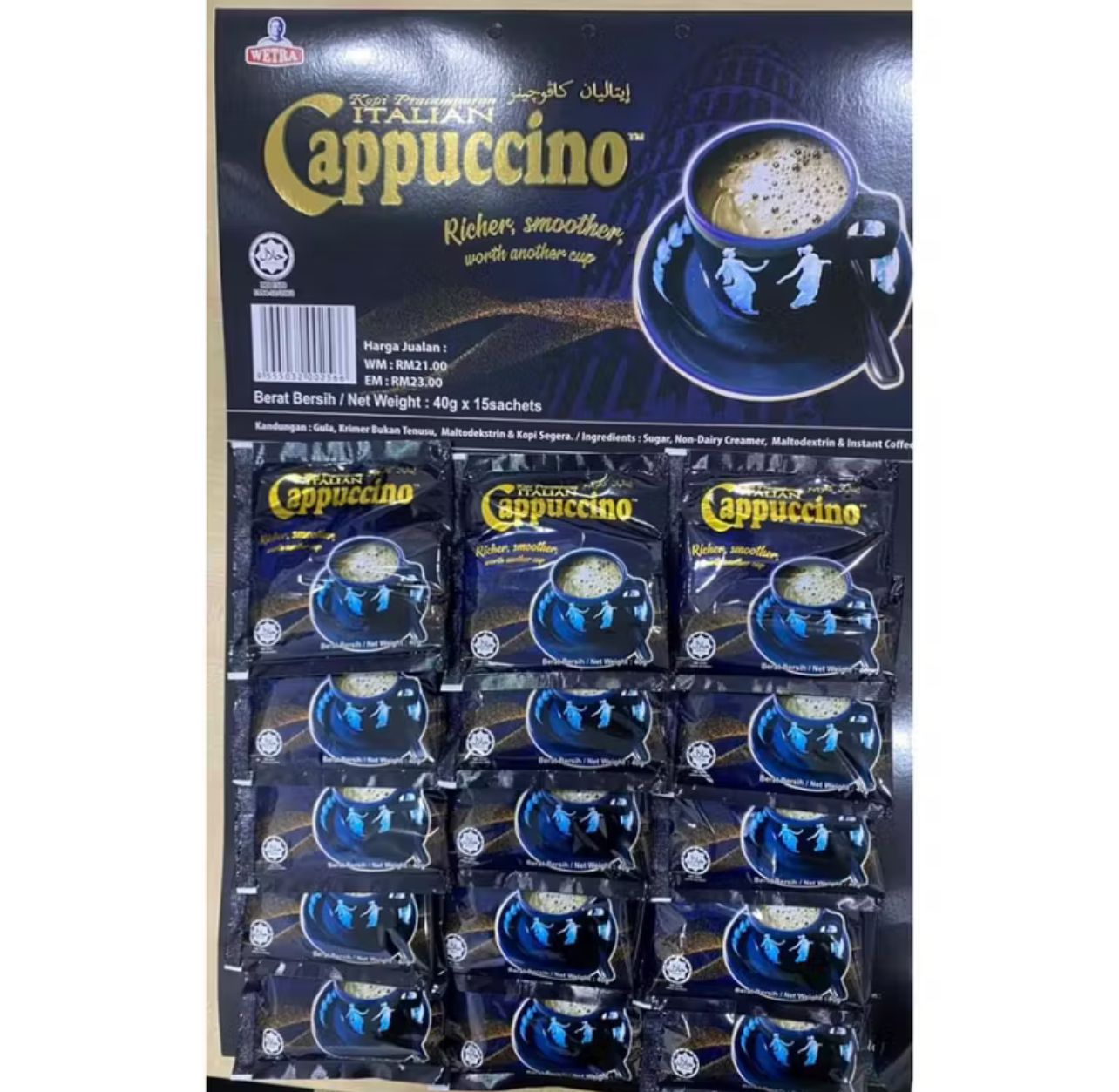 Wetra Kopi Pracampuran Italian Cappucino (40g x15s)