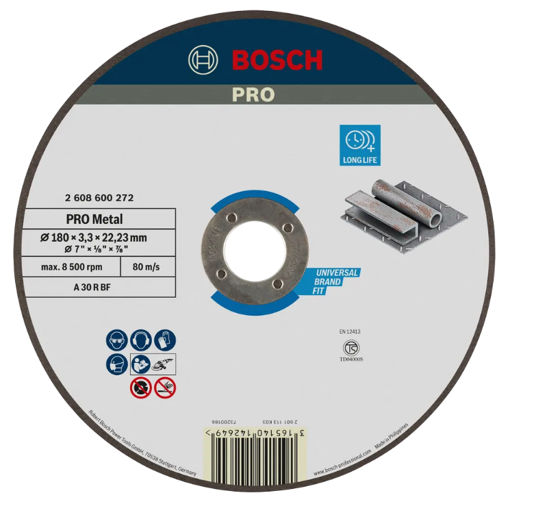 BOSCH PRO METAL CUTTING DISC (180 X 3 X 22.23 MM) (2608600272)