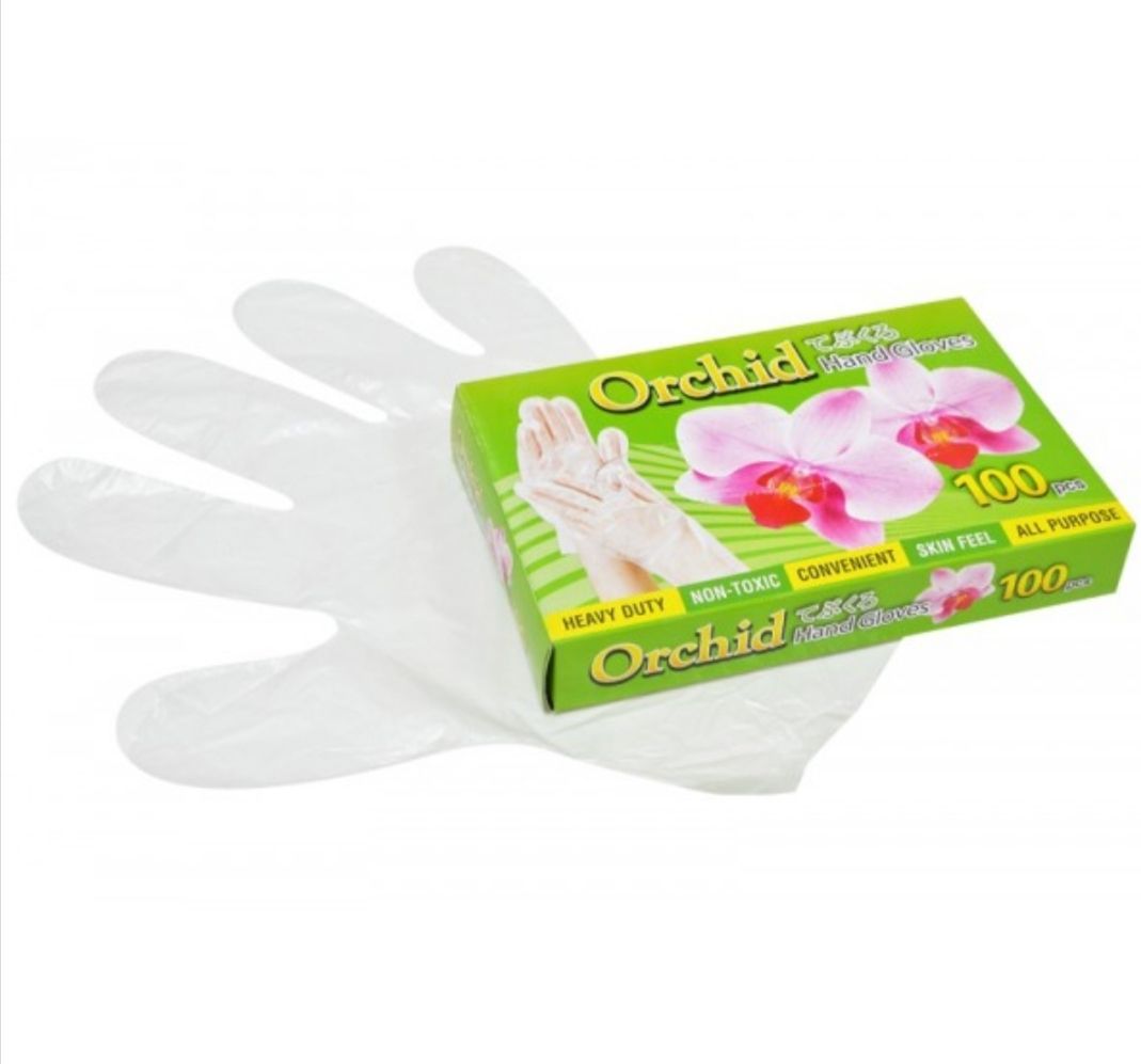 Orchid Heavy Duty Disposable Glove [Free Size] Orchid Hand Plastic Glove - Sarung Tangan