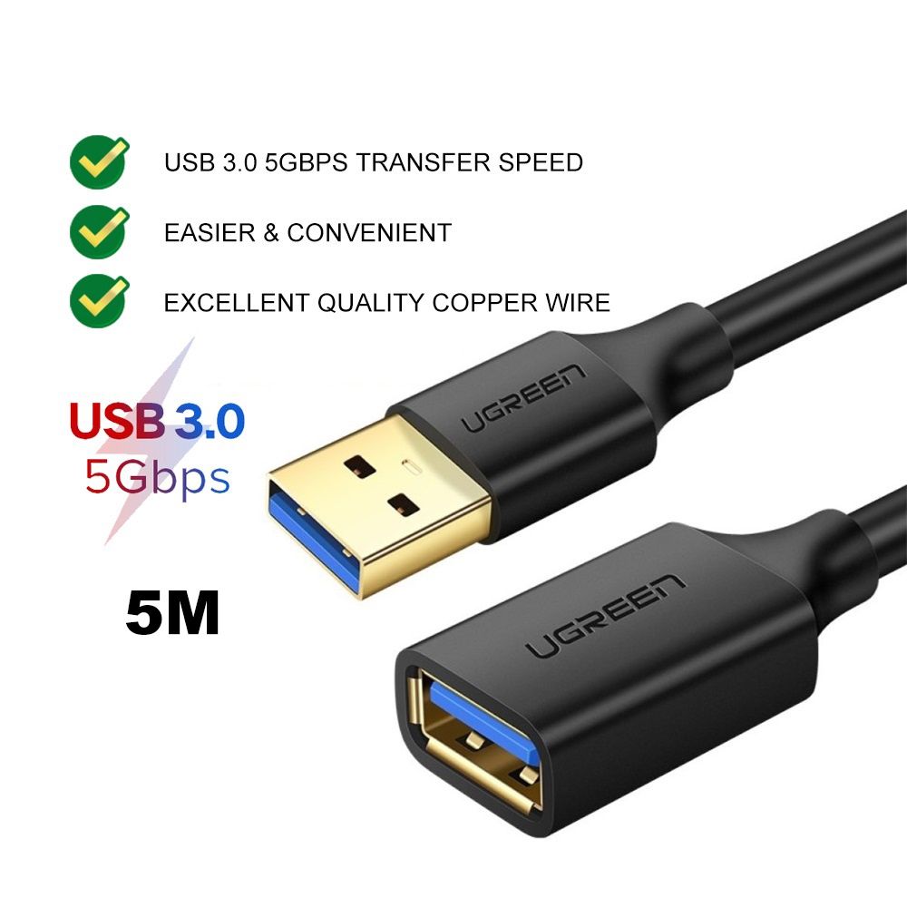 UGREEN USB A 3.0 Extension Cable Type A Male to Female Sync 5 Gbps Data Transfer 5Meter