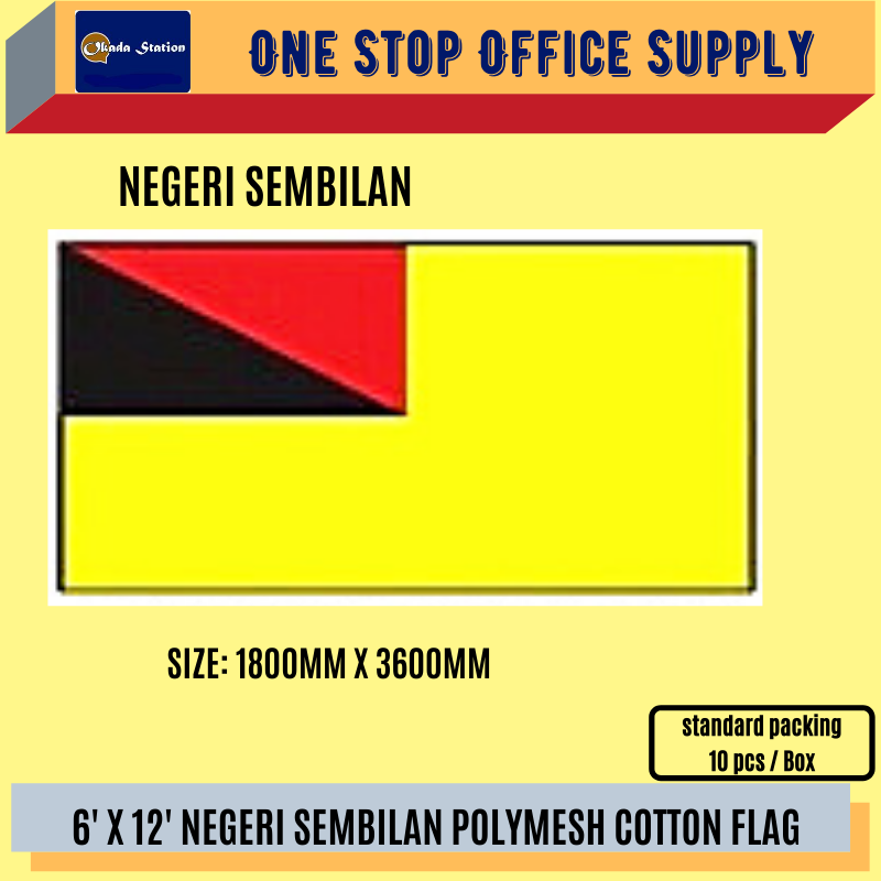 Flag NEGERI SEMBILAN FLAG / FLAG / NEGERI SEMBILAN LARGE FLAG / POLYMESH COTTON / 6' X 12' / 1800 X 3600MM / F1508 / Bendera Negeri Sembilan / Bendera Besar Negeri Sembilan / Bendera