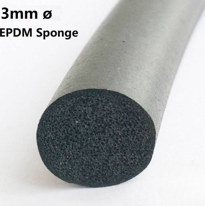 EPDM RUBBER SPONGE CORD CLOSED CELL ROUND FOAM STRIP 3MM DIAMETER BLACK