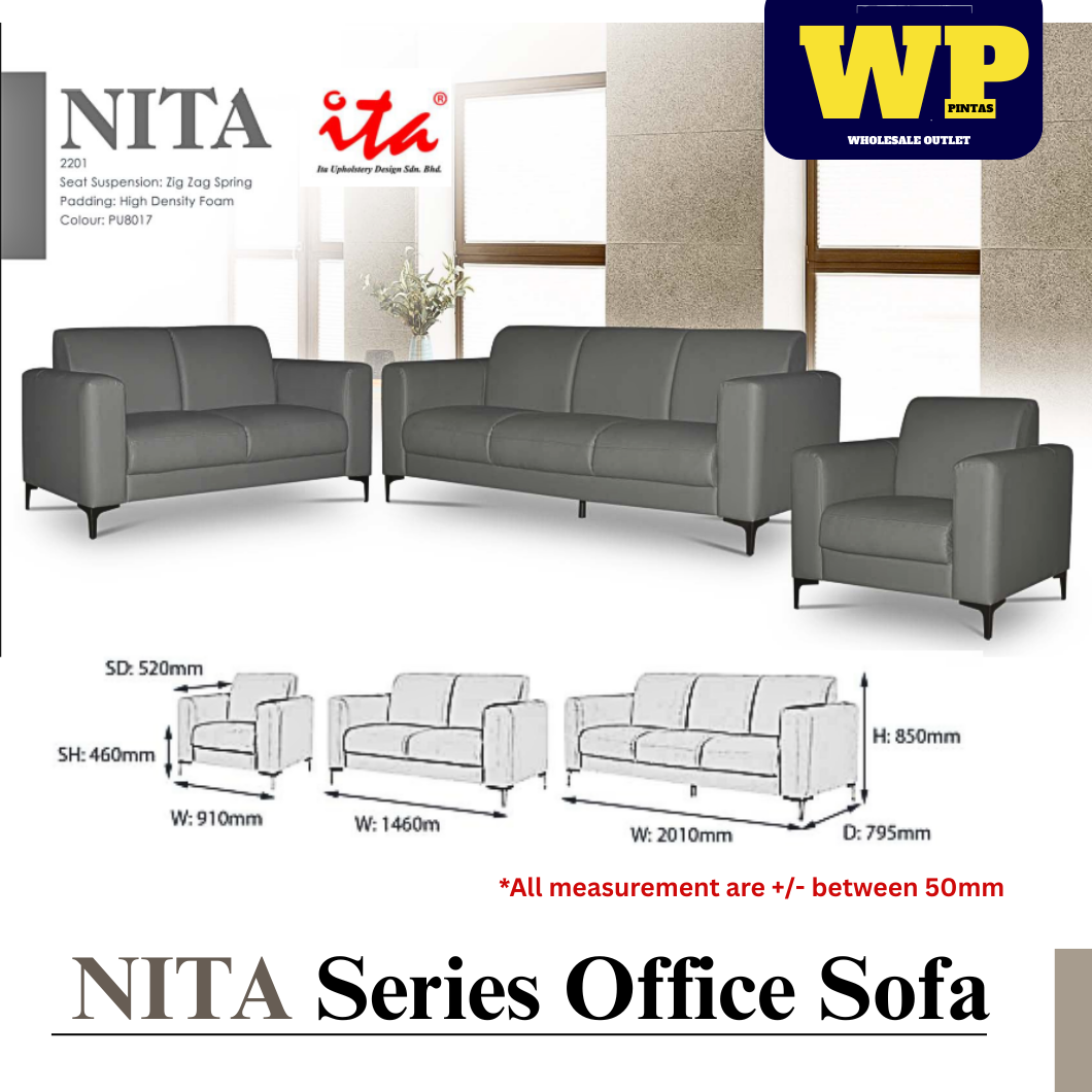 ITA UPHOLSTERY DESIGN NITA SERIES OFFICE SOFA - ALL SIZE / SINGLE SEATER / DOUBLE SEATER / TRIPLE SEATER / 1+2+3 SEATER SET / VISITOR SOFA / PU LEATHER / FABRIC / SOFA PELAWAT / SOFA PEJABAT / SOFA / NITA 2201