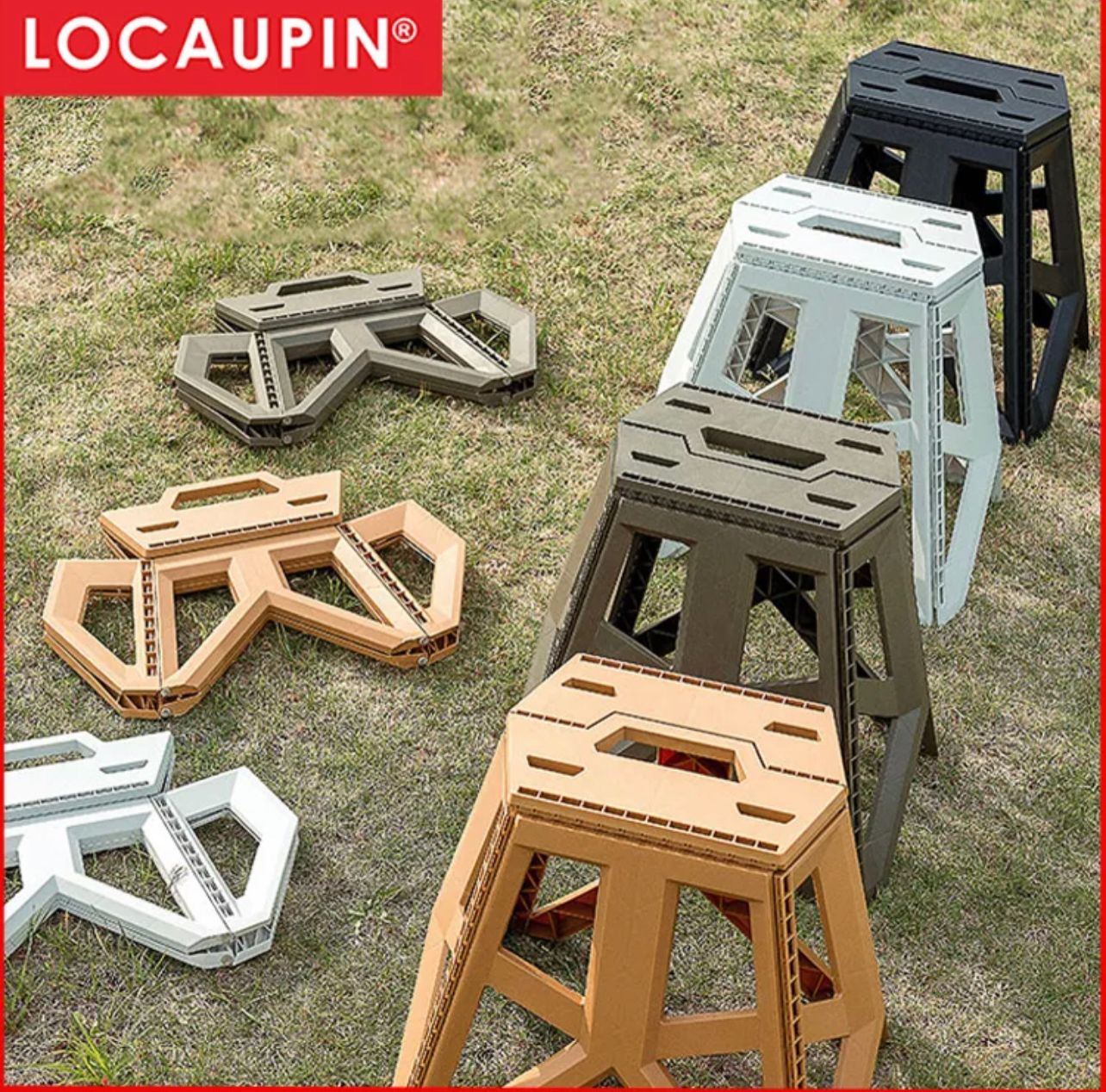 Locaupin Foldable Step Stool Tall Holds Up to 100kg Plastic Foldable Step Stool