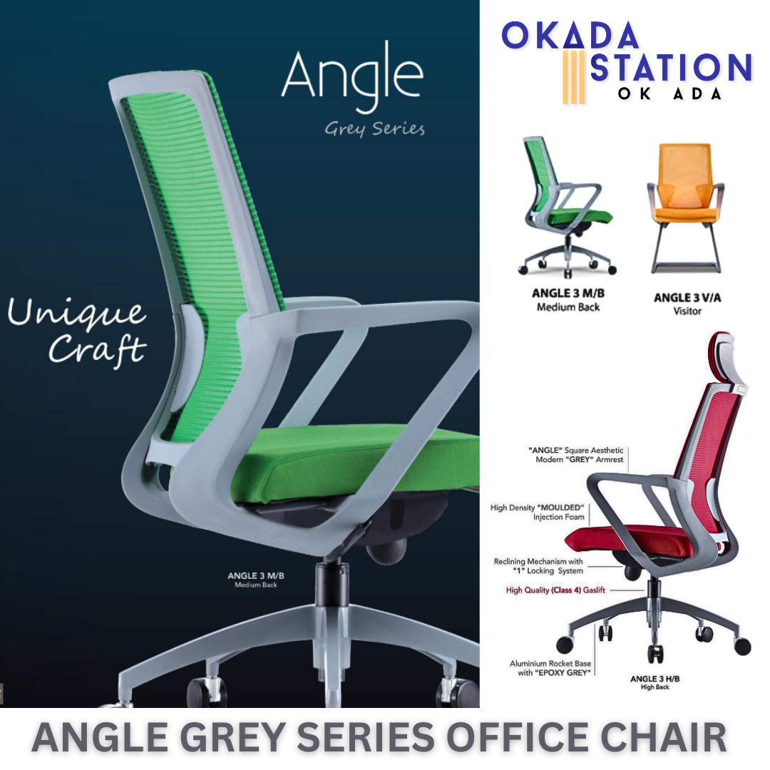 CLASSIC CHAIR ANGLE 3 ERGONOMIC OFFICE MESH CHAIR WITH ALUMINIUM LEG (GREY SERIES)- ALL SIZE / CLASSIC CHAIR / OFFICE CHAIR / ERGONOMIC EXECUTIVE CHAIR / ERGONOMIC OFFICE CHAIR / EXECUTIVE CHAIR / MESH CHAIR / CHAIR/ ANGLE 3