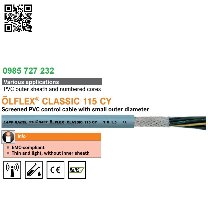 Lapp *Lapp ÖLFLEX CLASSIC 115 CY Control Cable - 4c1.5mm [50m]